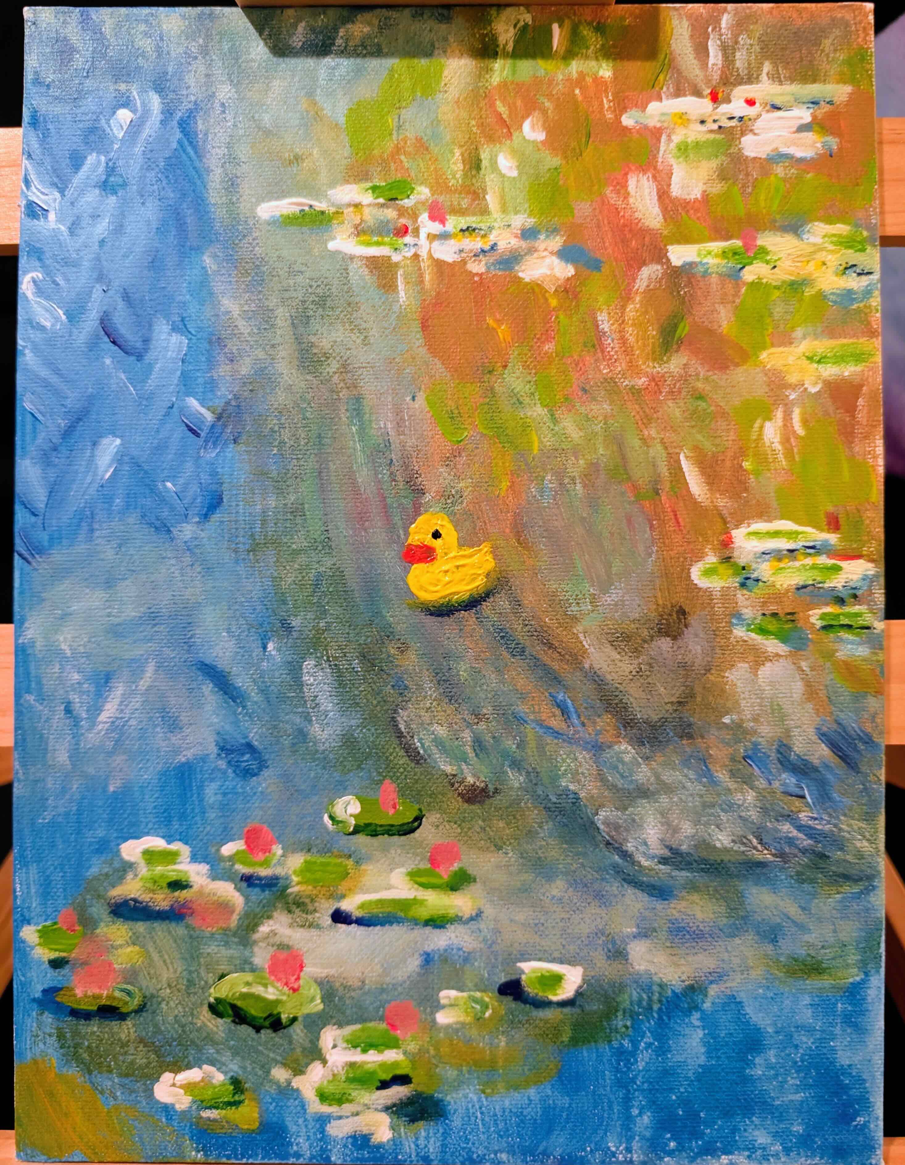 Lily Pond Reflections: An Acrylic Homage to Monet